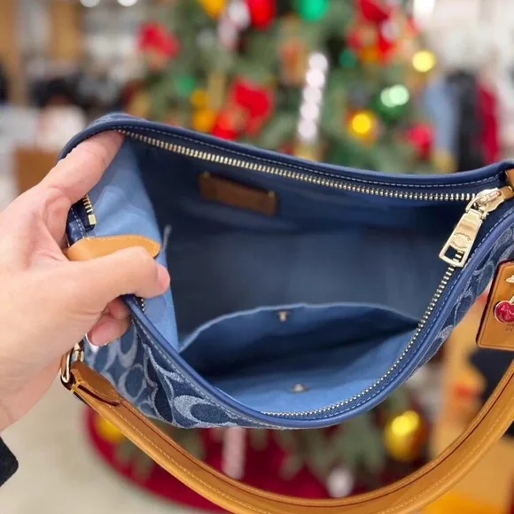 Coach Laurel Shoulder Bag In Signature Denim - Picture 7 of 8